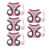 Kuber Industries Reflective Dog Harness With Adjustable Leash|Breathable Polyester Mesh Fabric With Top carry Handle|Medium Size|HAT-818|Comfortable No-Pull Grip|Quick Release Buckles|Pink (Pack Of 5)